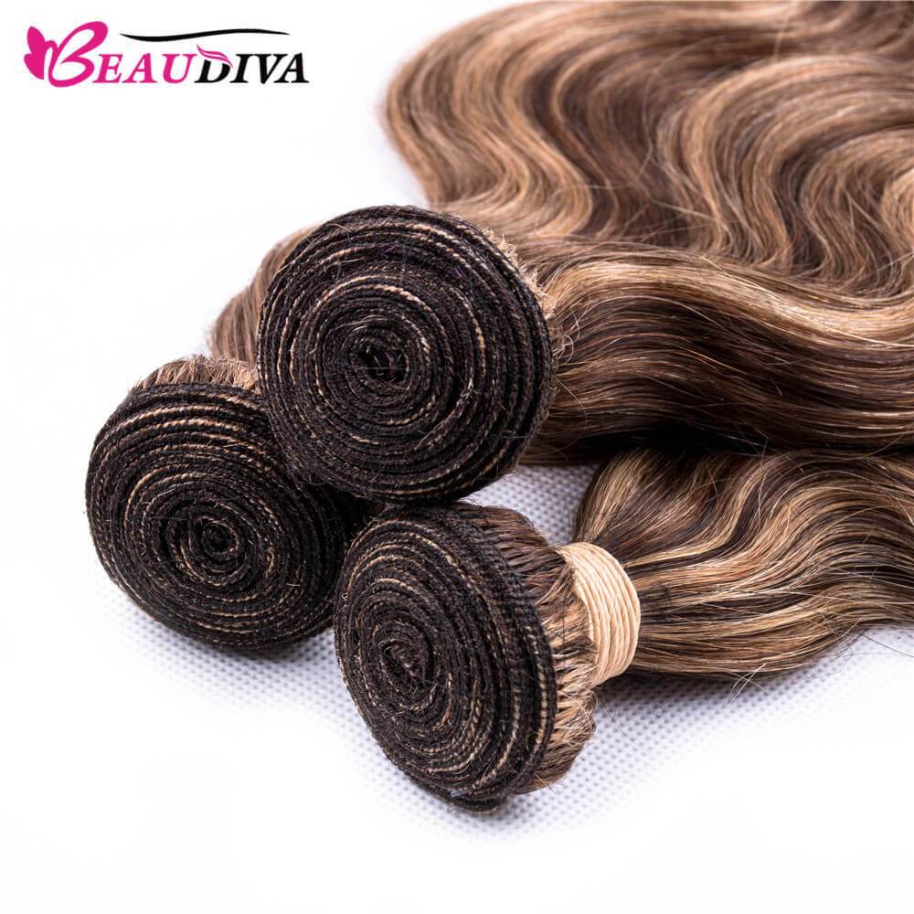 Beaudiva Body Wave Fashionable Highlight Hair Virgin Human Hair Weaves 3 Bundles Deal