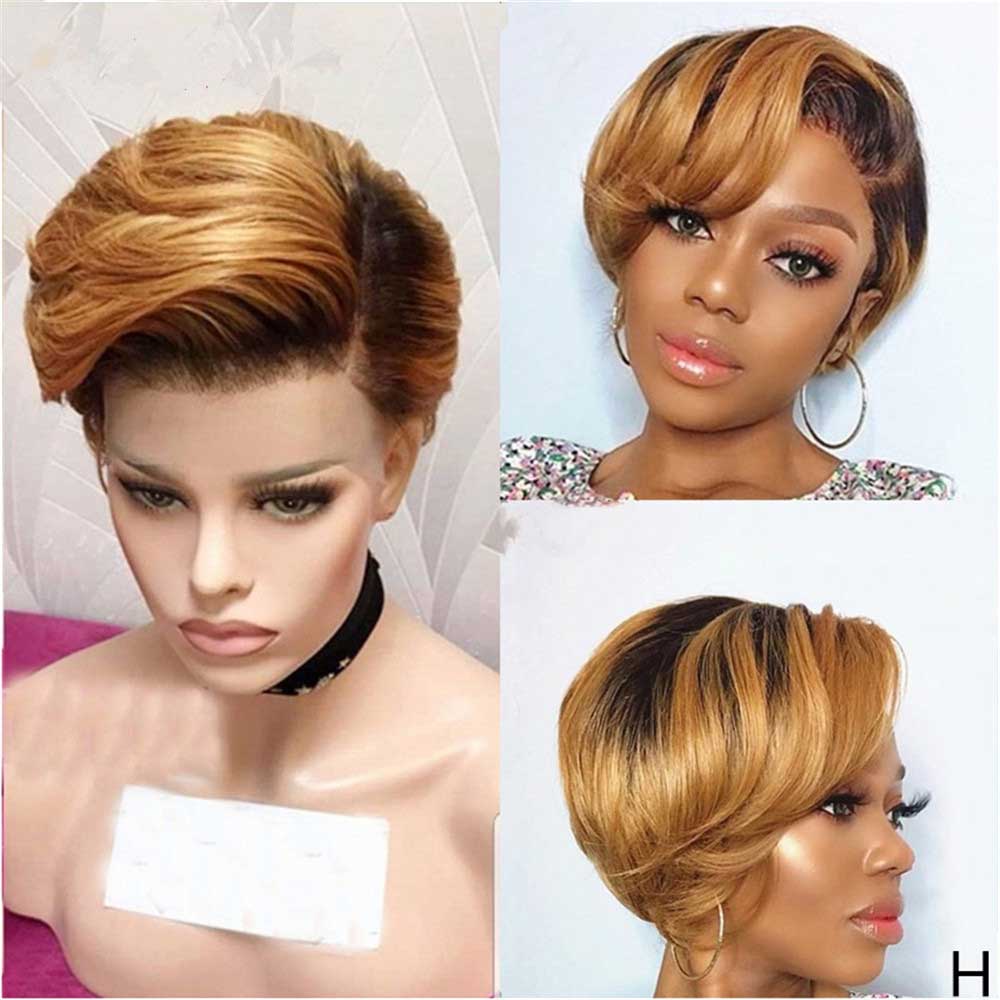 【Lovato】TK43 : Beaudiva Pixie Wigs Human Hair Pixie Cut Wig with Lace Closure Blonde Pixie Wig