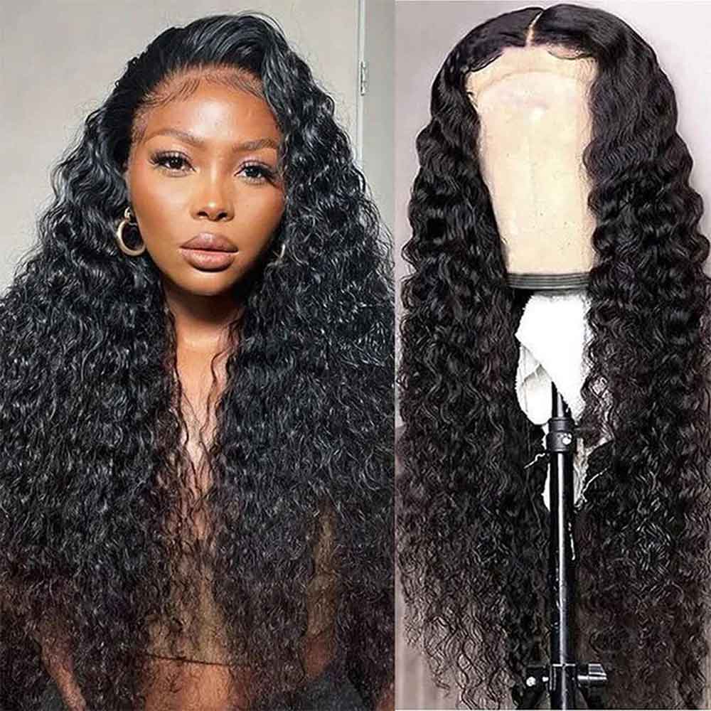Beaudiva Deep Wave Human Hair Wigs Closure Wig 5x5 Lace Wig Pre Plucked Baby Hair