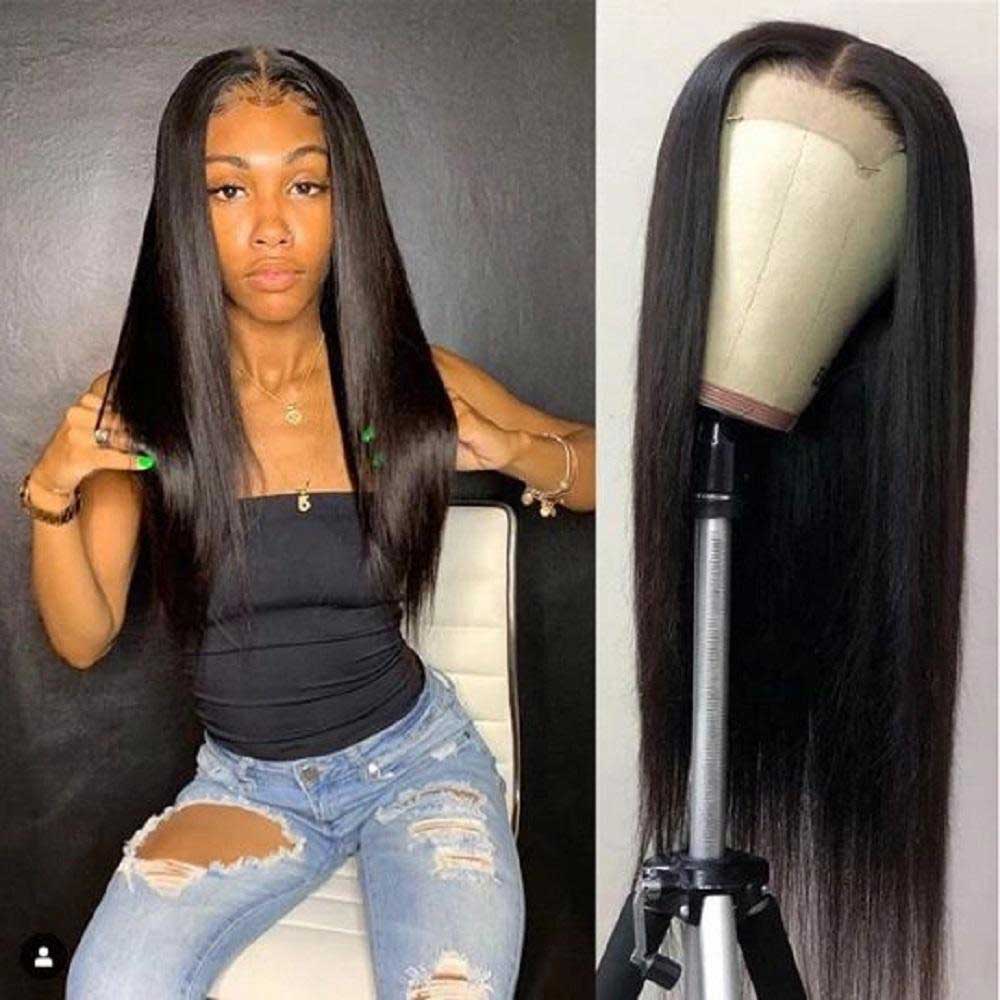 【Adusa】TK32 : BEAUDIVA 4x4 Closure Wig Straight Human Hair Wigs Lace Wig