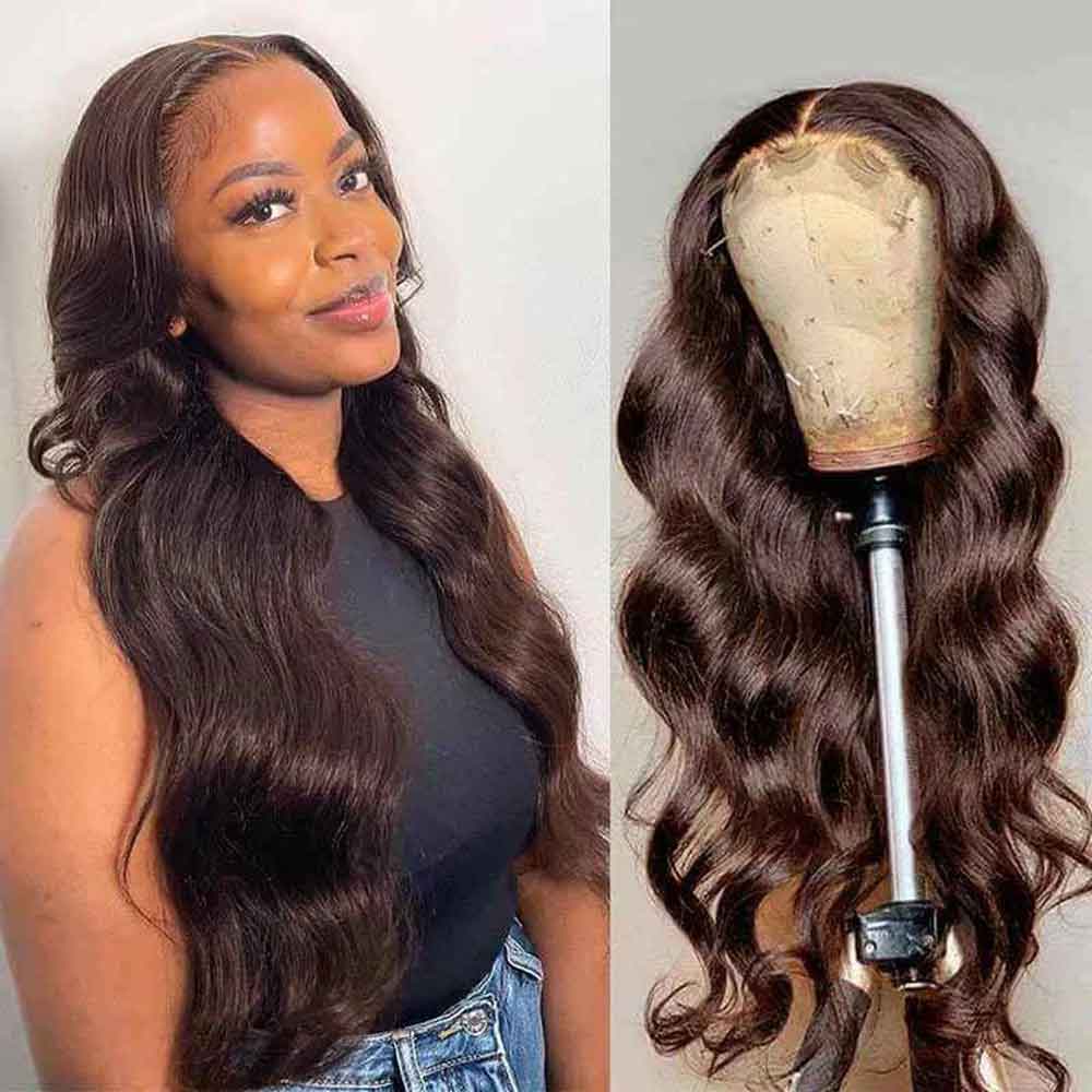 【Stefani】Beaudiva Chestnut Brown Colored 4# Body Wave Closure Wig Human Hair Wig