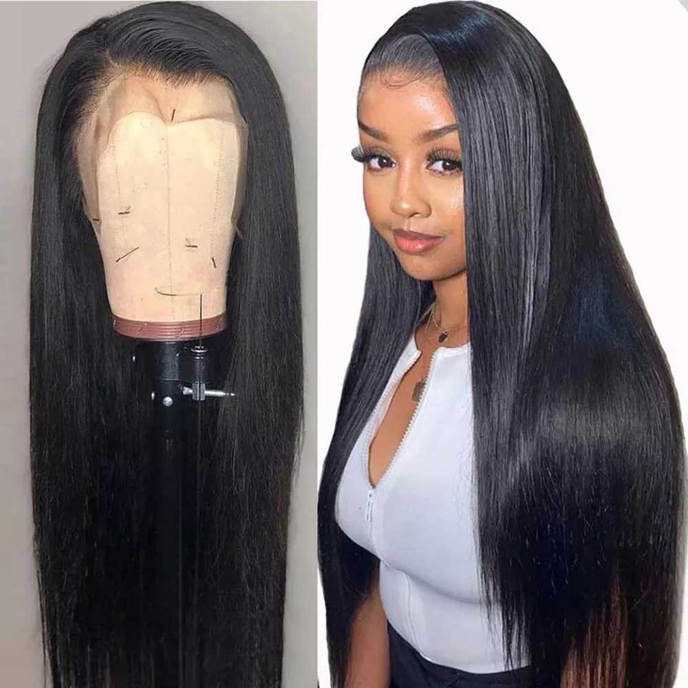 Beaudiva Bone Straight Lace Front Human Hair Wigs 13X1 Hairline Full Glueless Wig