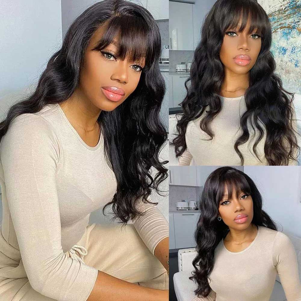 Tiktok Beaudiva Body Wave Bang Human Hair Glueless Wig