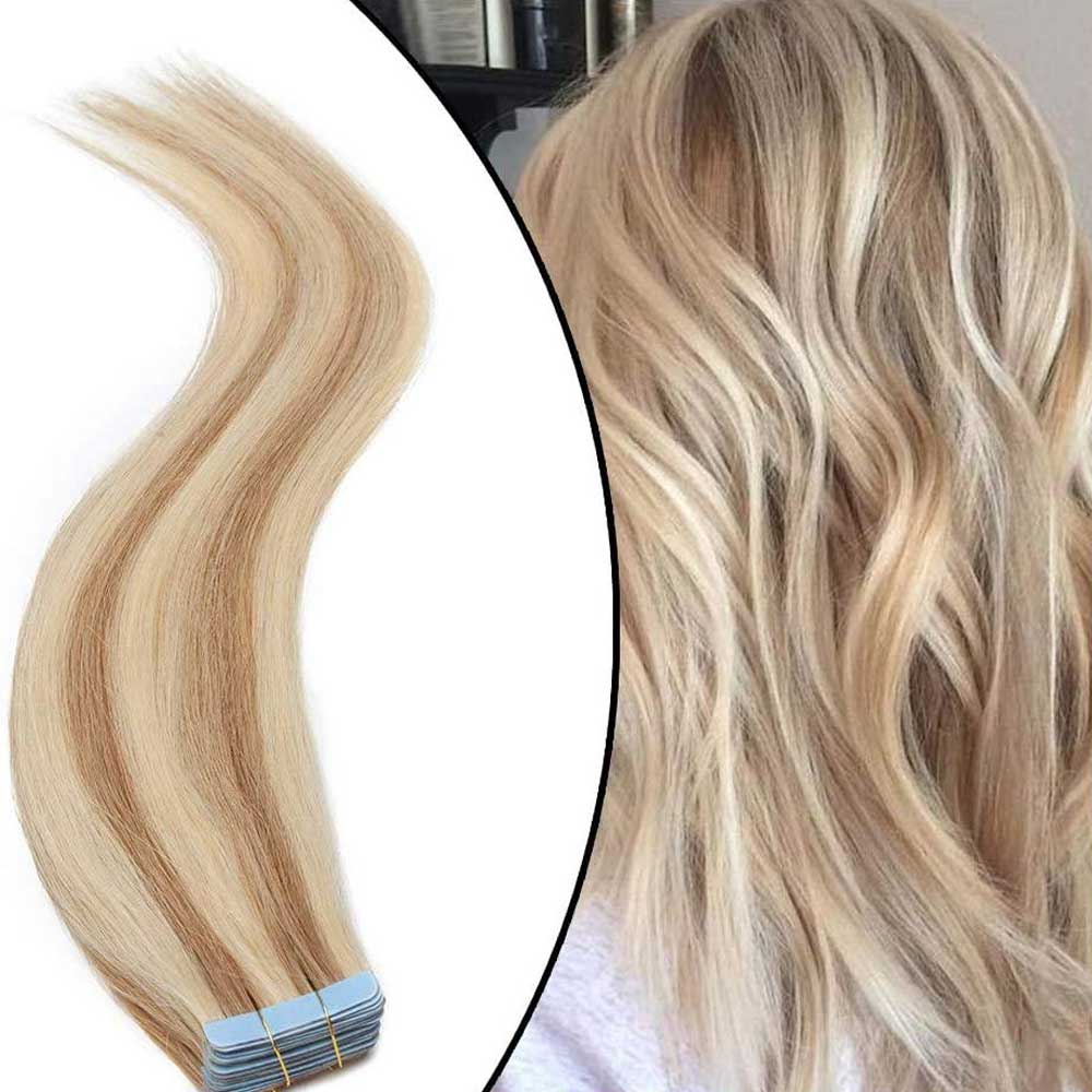 Beaudiva Tape In Hair Extension Human hair Straight Machine Remy Natural Seamless Skin Weft
