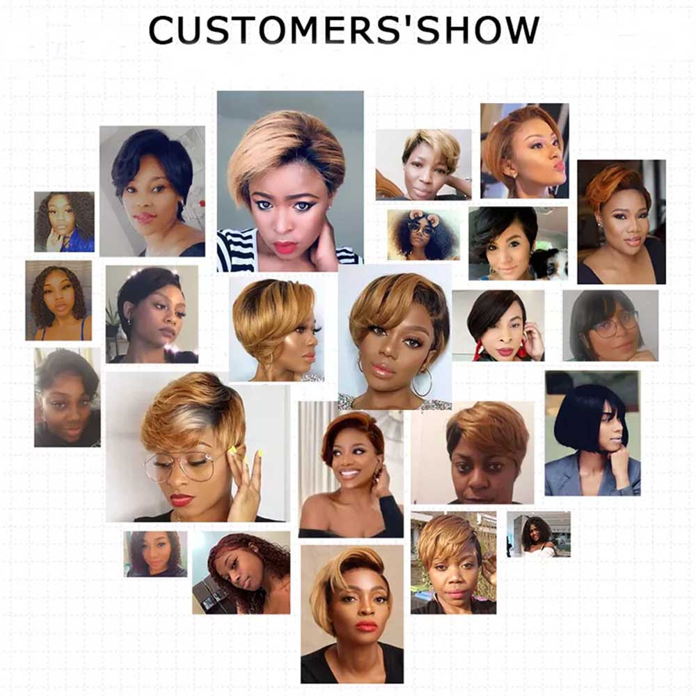 【Lovato】TK43 : Beaudiva Pixie Wigs Human Hair Pixie Cut Wig with Lace Closure Blonde Pixie Wig