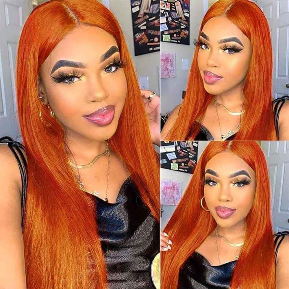 Tiktok Beaudiva Ginger Straight 4X4 Lace Closure Wig Human Hair Wig Pre Plucked Baby Hair