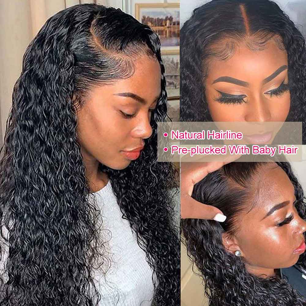 【May】TK36 : Water Wave 13X4 Lace Frontal Wigs Human Hair Wigs Transparent