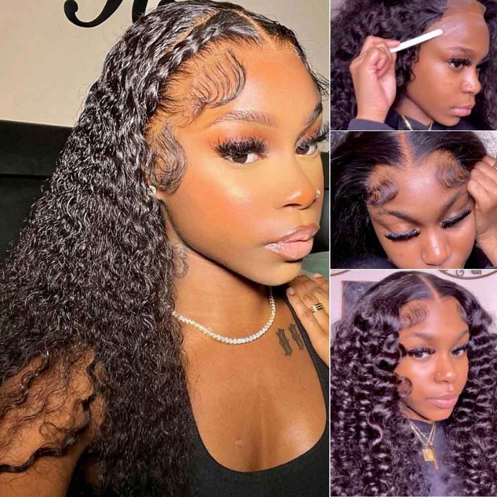 TK39 : Beaudiva Kinky Curly Lace Wigs Kinky Curly Closure Wigs Curly Human Hair Wig With Baby Hair