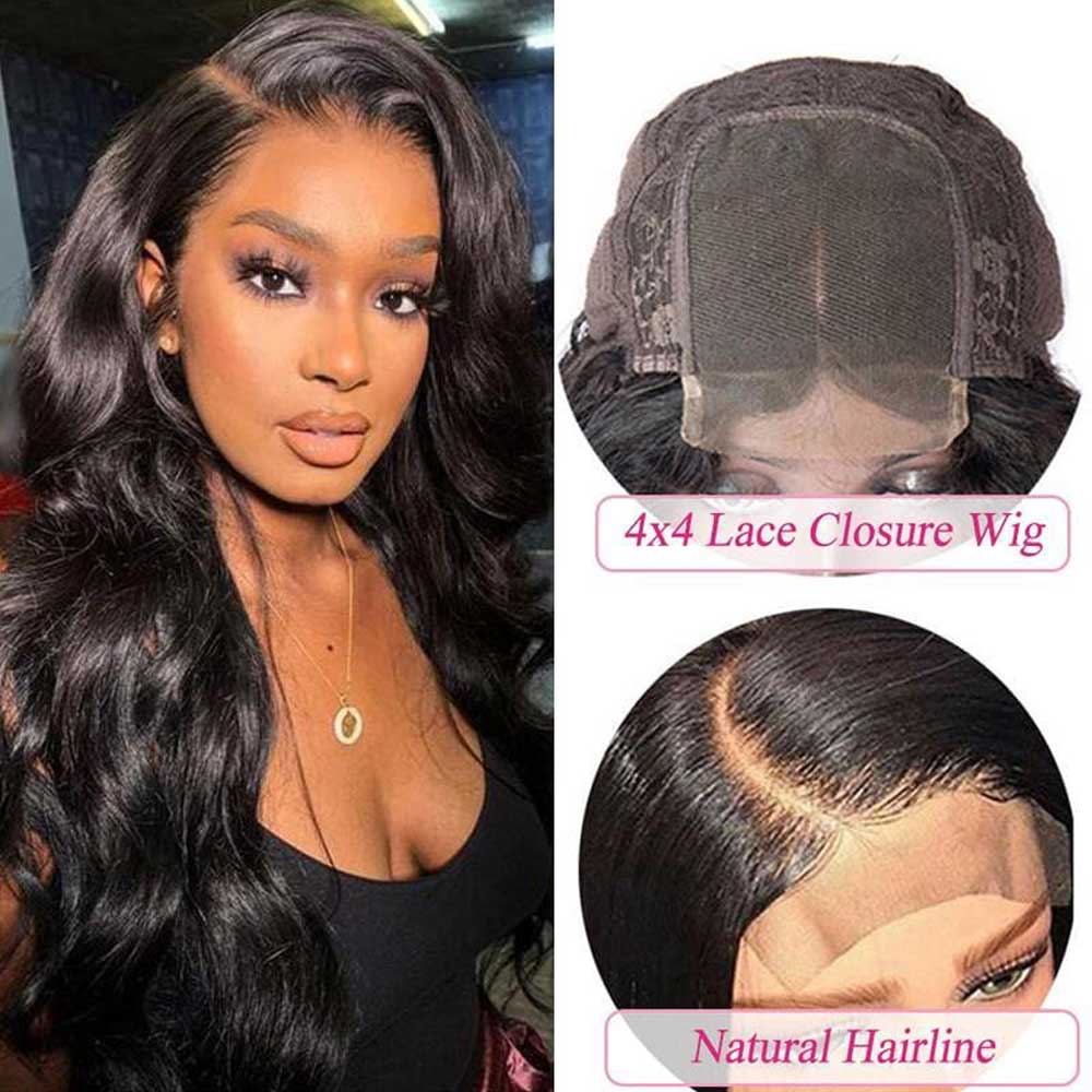 【Lemon】TK34:Body Wave Wig 4x4 Closure Wig Short Body Wave Wig Human Hair Wig