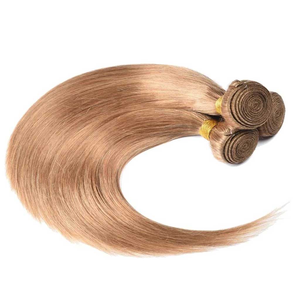 Beaudiva #27 Honey Blonde Straight 3 Bundles With Frontal Pre Colored 100% Human Hair