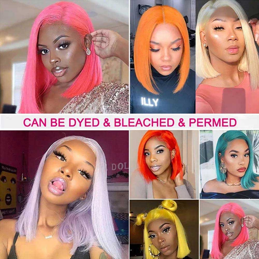 Beaudiva 613# Blonde Short Bob Human Hair Wig Straight Lace Closure Wigs