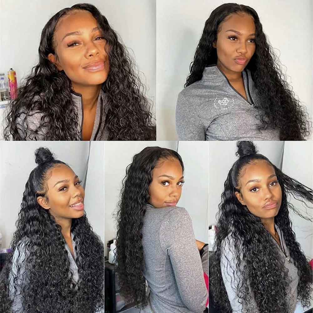 【May】TK36 : Water Wave 13X4 Lace Frontal Wigs Human Hair Wigs Transparent
