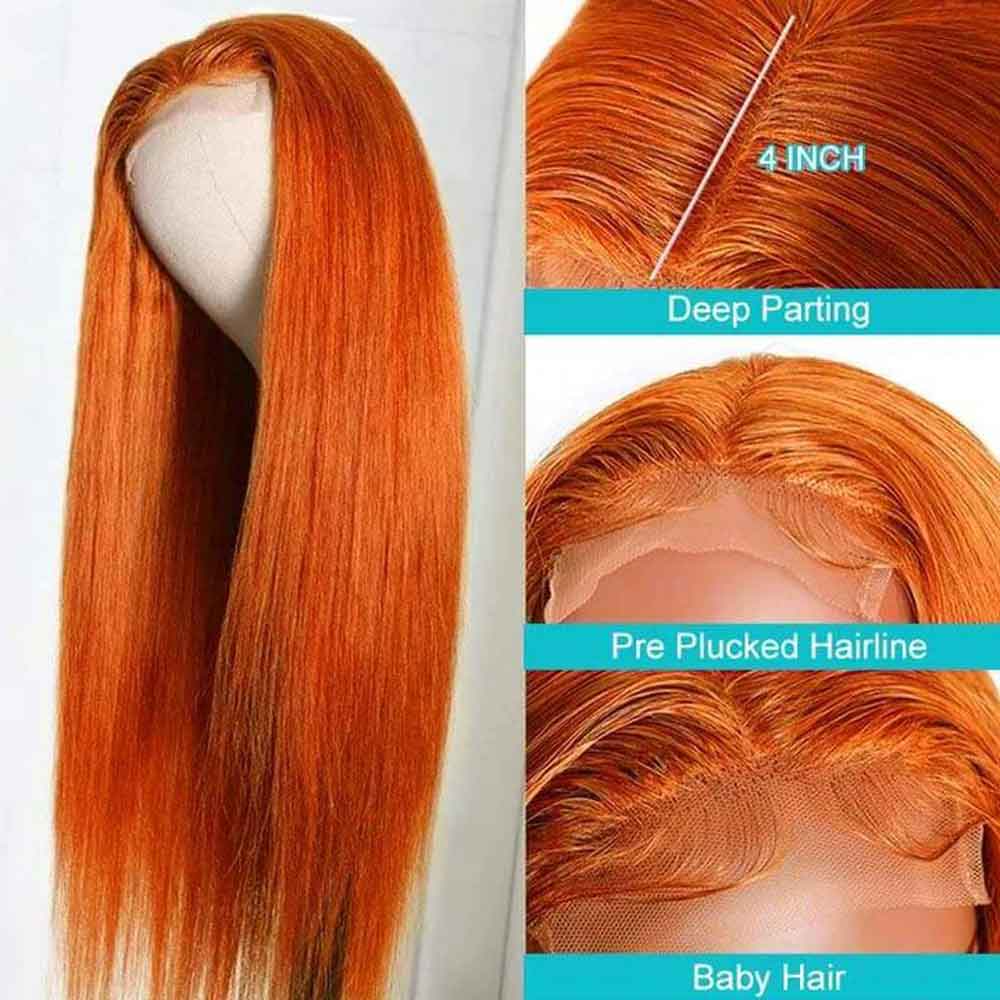 Tiktok Beaudiva Ginger Straight 4X4 Lace Closure Wig Human Hair Wig Pre Plucked Baby Hair