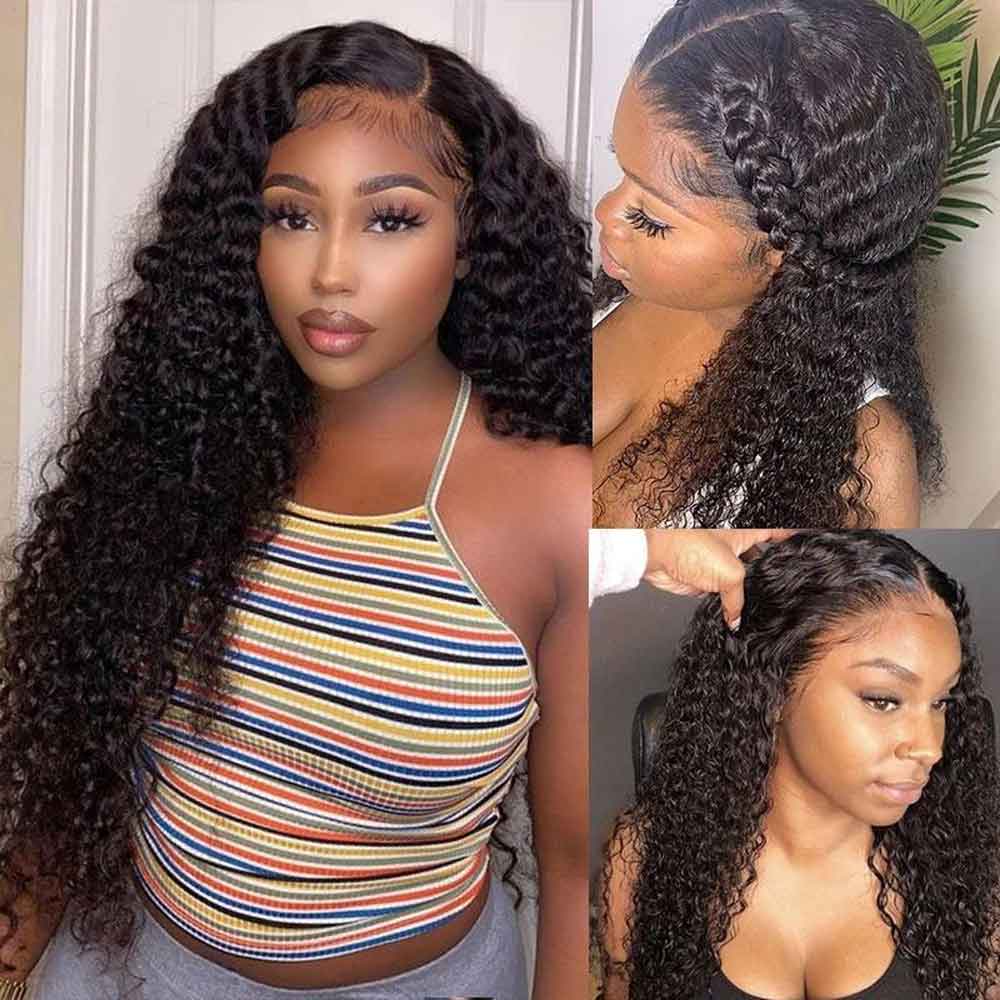 TK29 : Beaudiva 13x4 Kinky Curly Lace Frontal Human Hair Wigs Pre Plucked Baby Hair