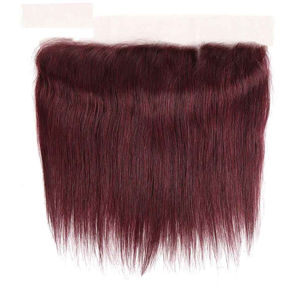 Beaudiva 99J Burgundy Straight 3 Bundles With Frontal Pre Colored 100% Human Hair