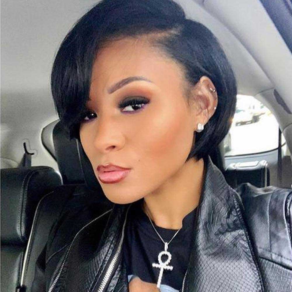 【Halle】TK42 : 13X4 Lace Pixie Short Straight Bob Wigs Pixie Cut BOB Wig Human Hair Pixie Lace Front Wigs