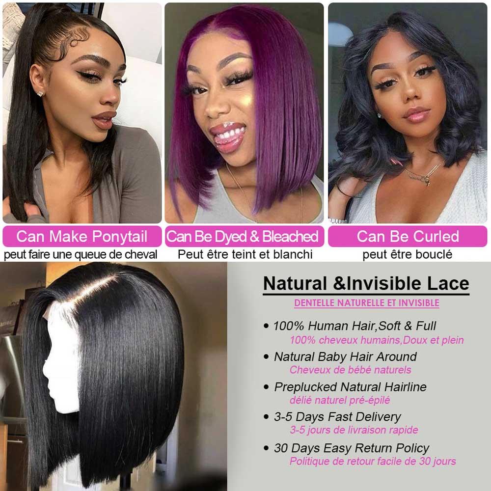 Beaudiva Straight Lace Front Bob Wig 13X4 Human Hair Frontal Wigs