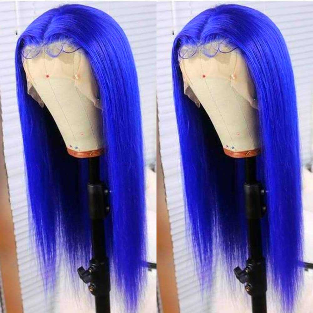 Beaudiva Shining Blue Straight Lace Frontal Wig Pre Plucked 150% Human Hair Wig