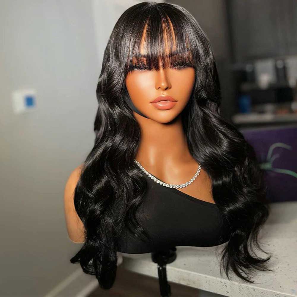 Tiktok Beaudiva Body Wave Bang Human Hair Glueless Wig