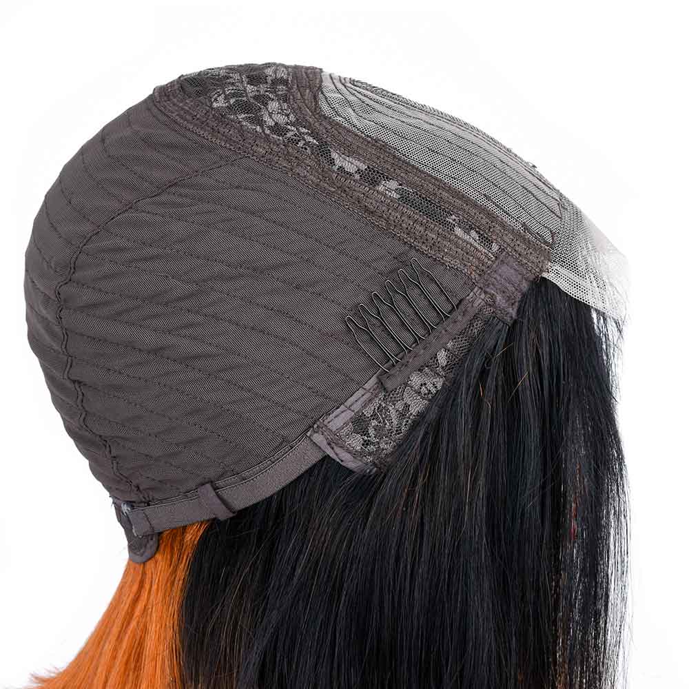 Tiktok Beaudiva Trendy Ombre Orange Short Bob Lace Wig T1B Human Hair Wigs Straight Bob Cut