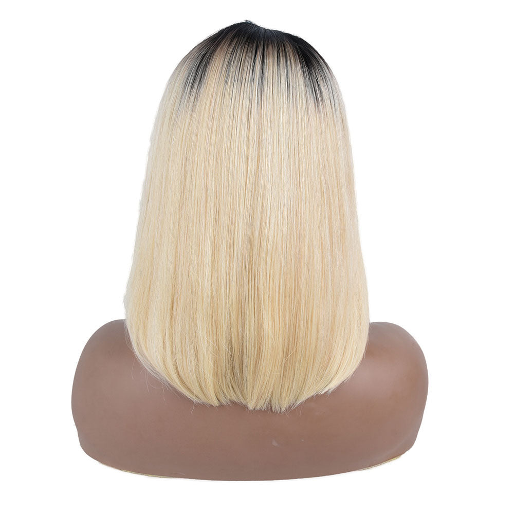 Beaudiva Straight TB 613 Lace Closure Short Bob Human Hair Wig Pixie Cut Wigs 150% Density Ombre Honey