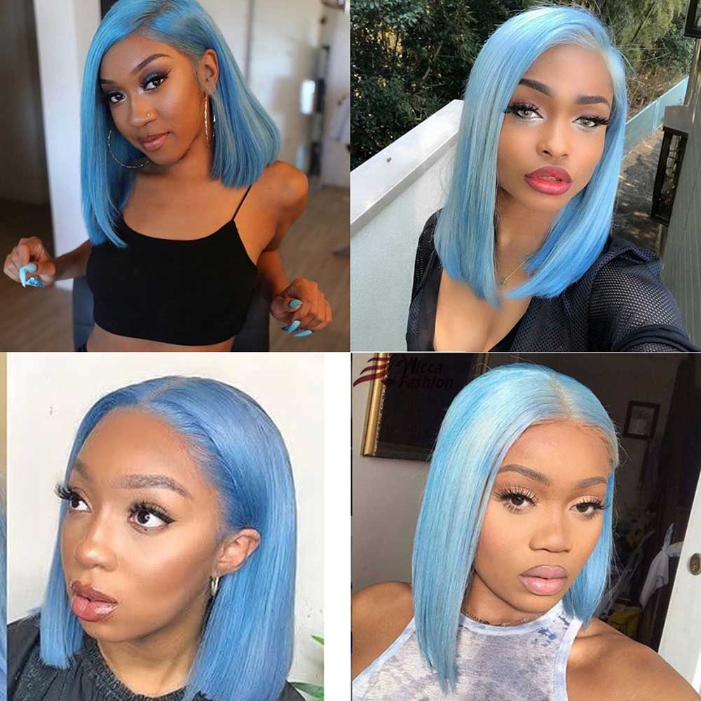 Beaudiva Sky Blue Bob Wig Short Bob Wig Lace Front Human Hair Wigs