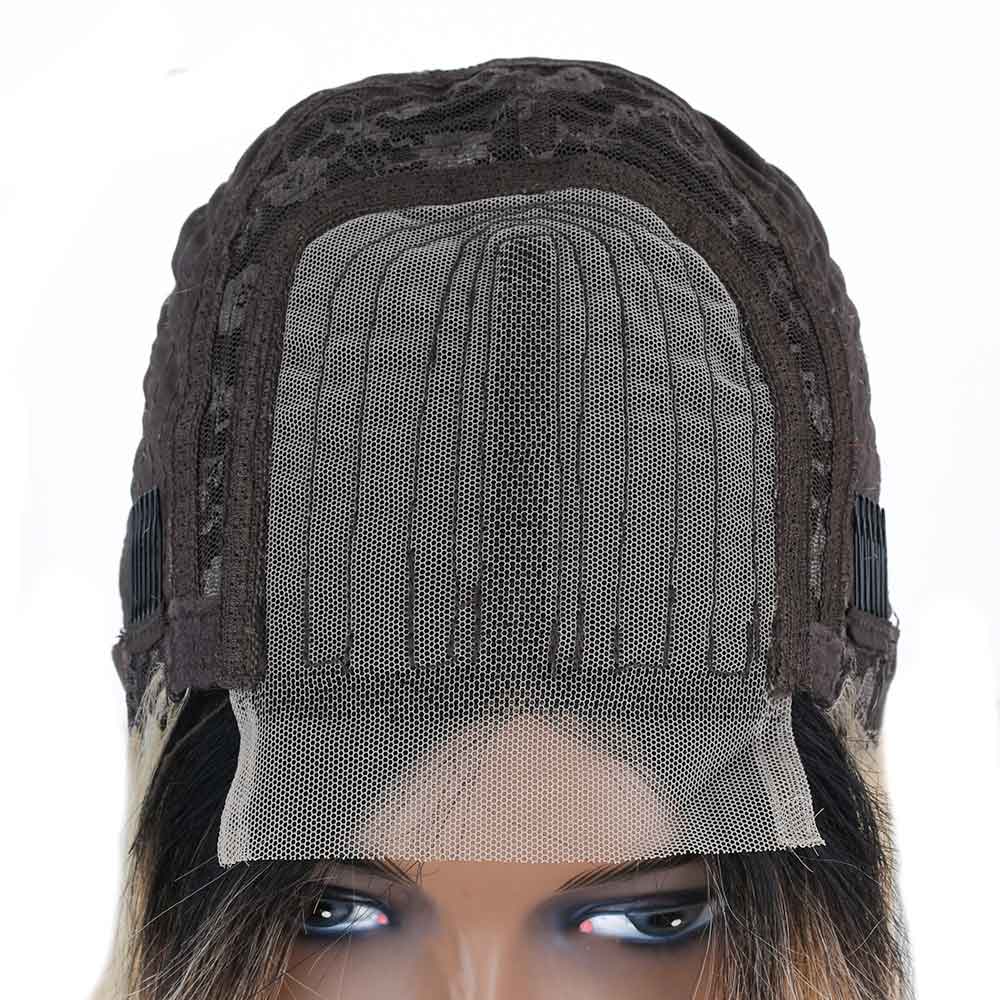Beaudiva Straight TB 613 Lace Closure Short Bob Human Hair Wig Pixie Cut Wigs 150% Density Ombre Honey