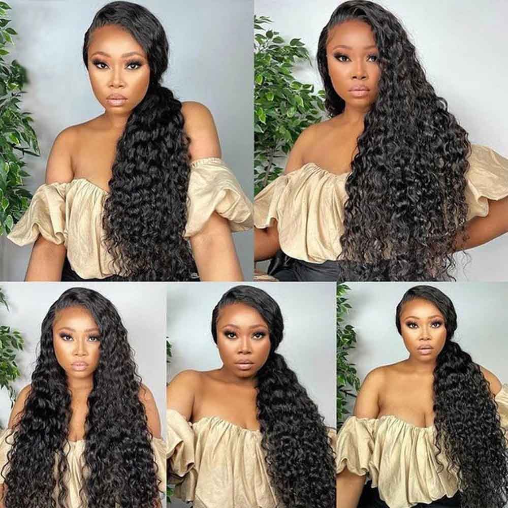Beaudiva Deep Wave Human Hair Wigs Closure Wig 5x5 Lace Wig Pre Plucked Baby Hair