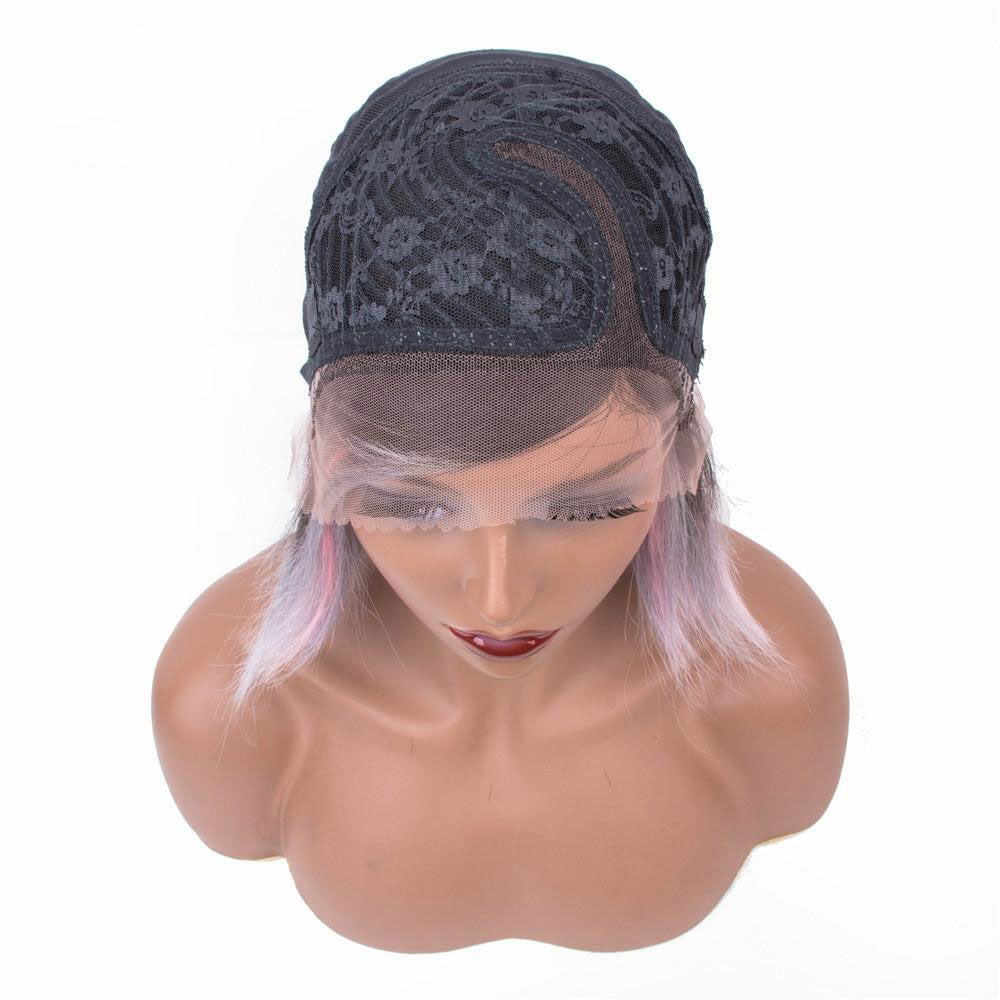 Beaudiva Straight Grey Short Bob Wig Lace Human Hair Wigs Pre Plucked Hairline