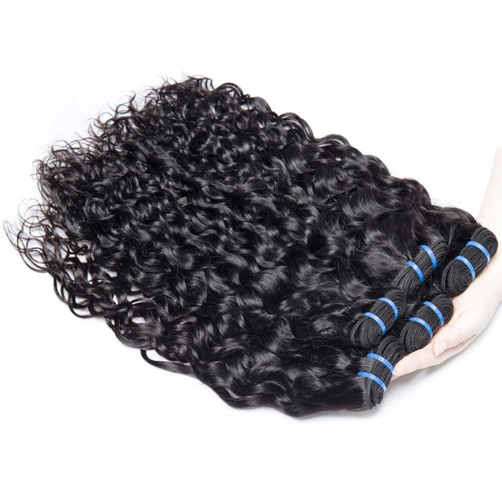 Beaudiva 10A Human Hair Bundles Water Wave Bundles 4 Bundles with 4x4 Lace Closure