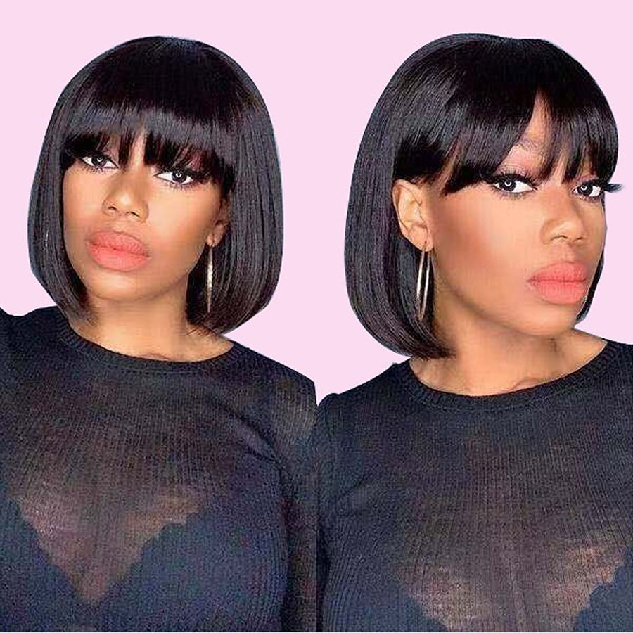【Kerry】TK46 : Beaudiva BoB Wig with Bang Human Hair Bang Wig Ombre BOB Wig