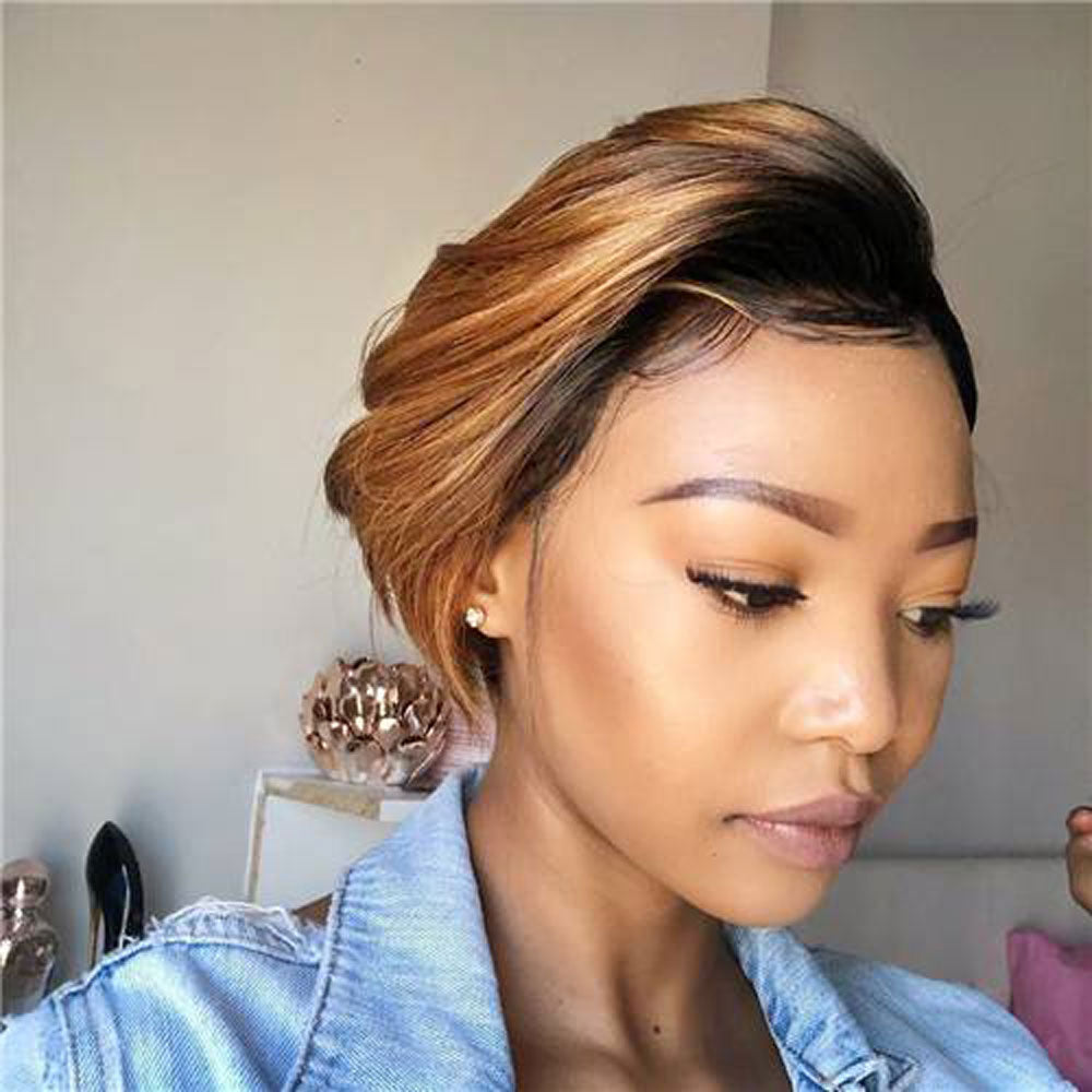 【Lovato】TK43 : Beaudiva Pixie Wigs Human Hair Pixie Cut Wig with Lace Closure Blonde Pixie Wig
