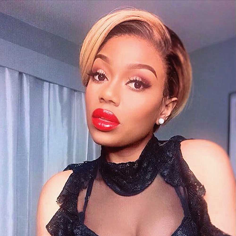 【Lovato】TK43 : Beaudiva Pixie Wigs Human Hair Pixie Cut Wig with Lace Closure Blonde Pixie Wig