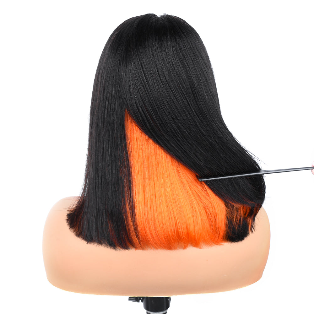 【Fanny】TK25: Peekaboo Highlight Colored Bob Wig 13X4 Lace Front Human Hair Wigs