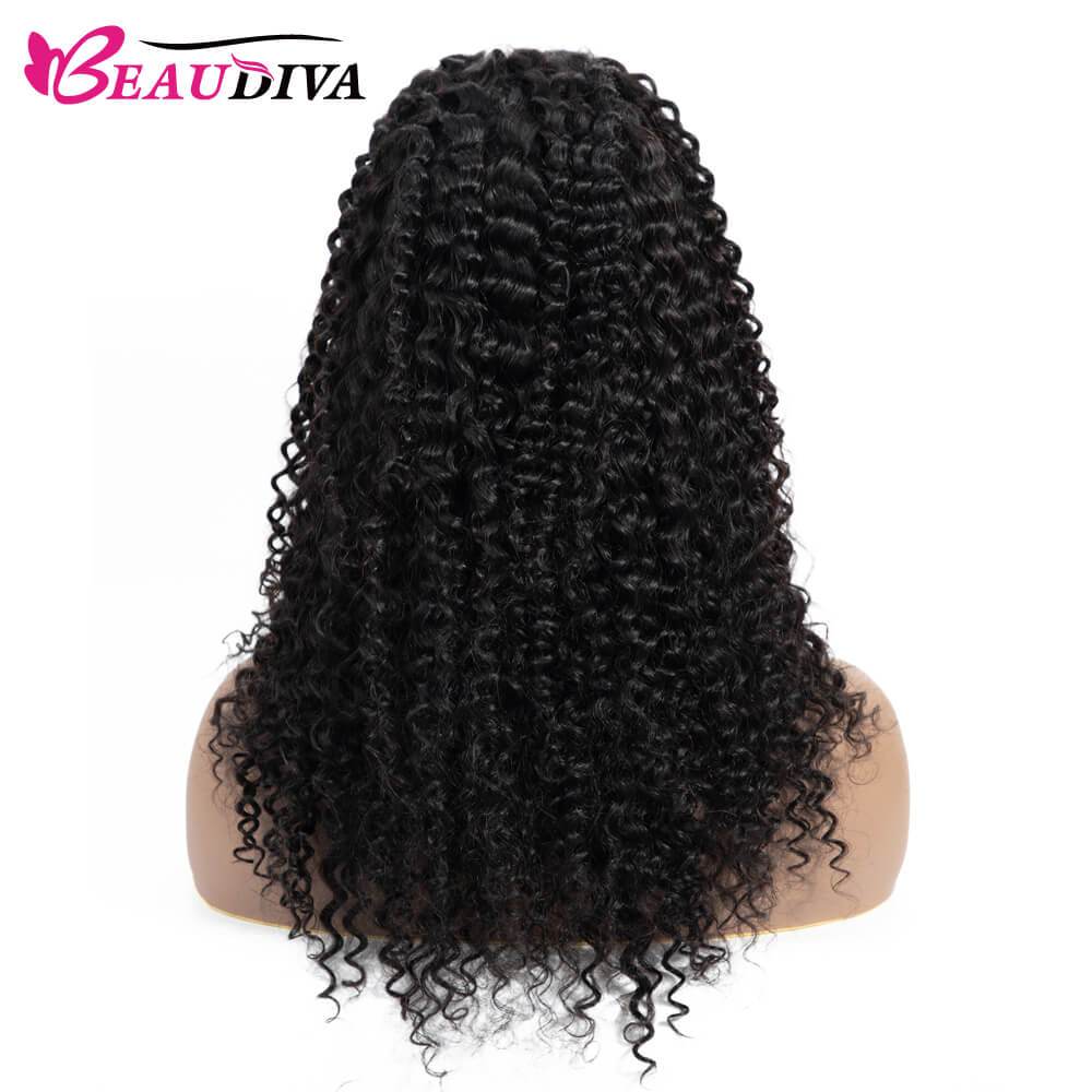Beaudiva Kinky Curly Human Hair Wig Transparent 5X5 Lace Closure Wig With Hairline