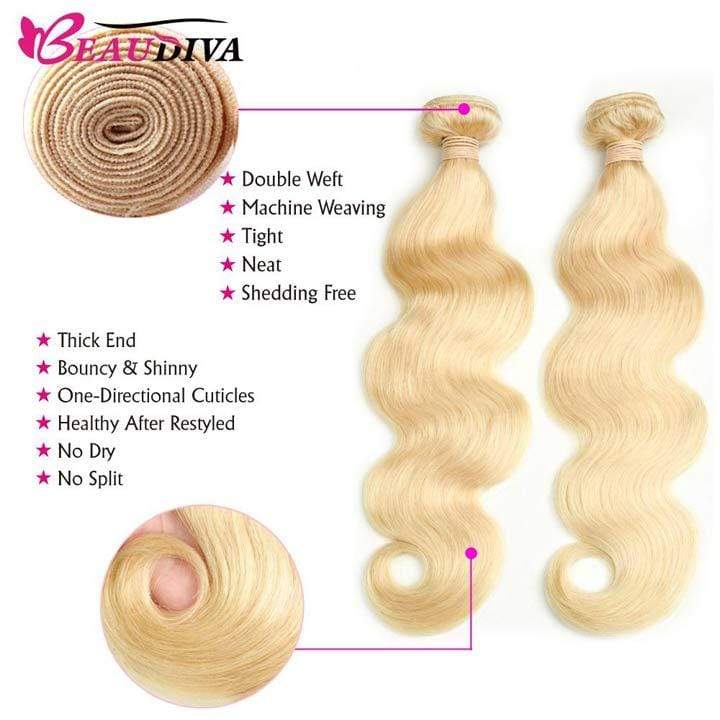 Beaudiva 613 Blonde Body Wave 3 Bundles With Lace Frontal