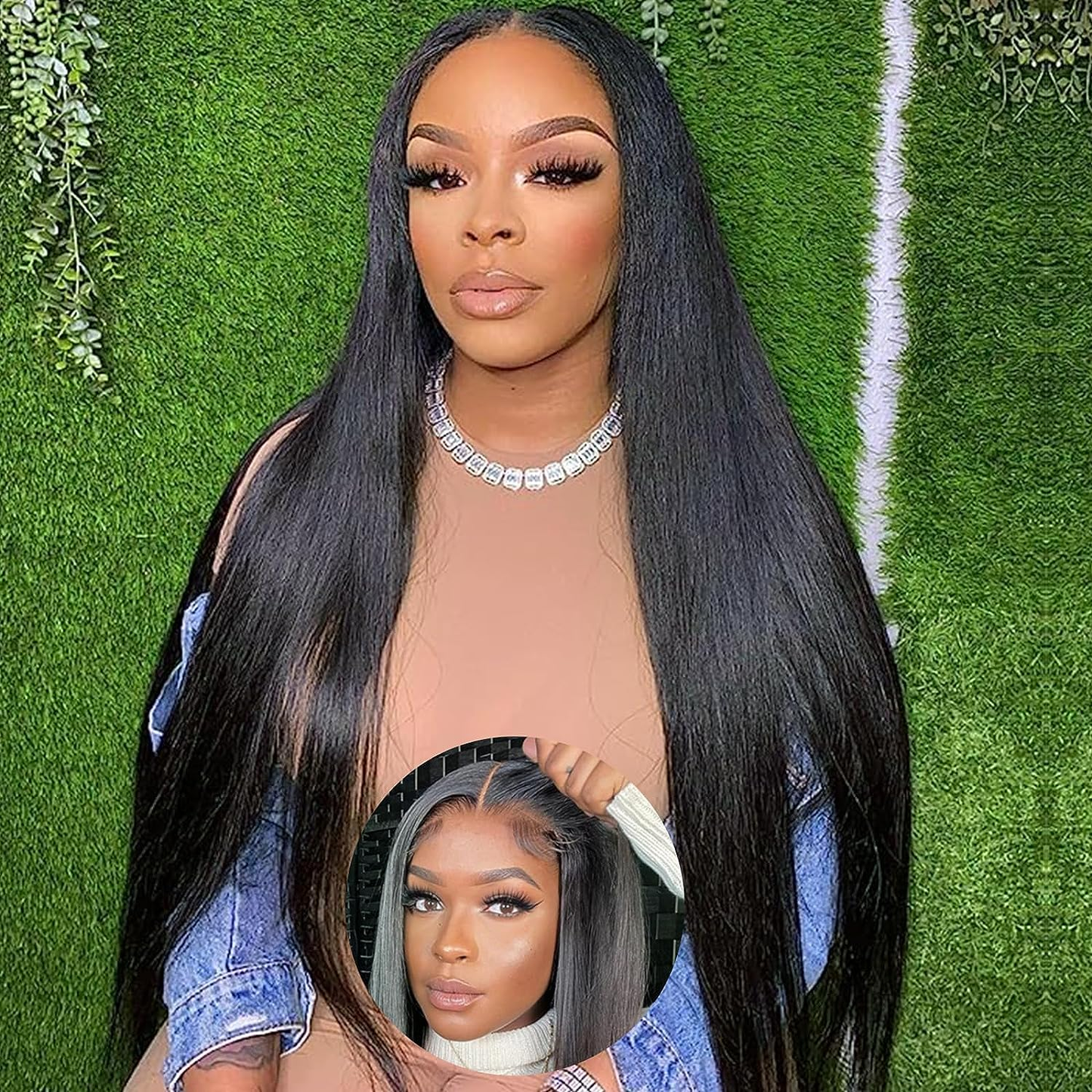 【Kaka】 HD Lace Glueless 4X4 Lace Closure Human Hair Wig Wear and Go Brazilian Straight Closure Wigs For Women 4X4 Transparent Lace Closure Wigs