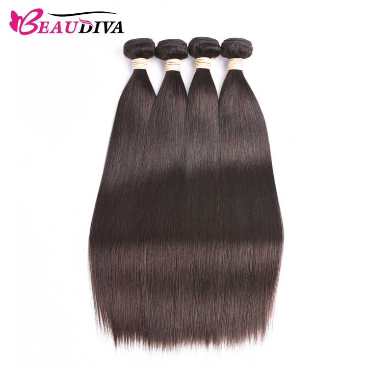 Beaudiva Dark Brown Bone Straight Human Hair 3&4 Bundles Virgin Human Hair
