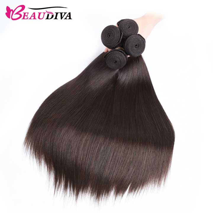Beaudiva Dark Brown Bone Straight Human Hair 3&4 Bundles Virgin Human Hair