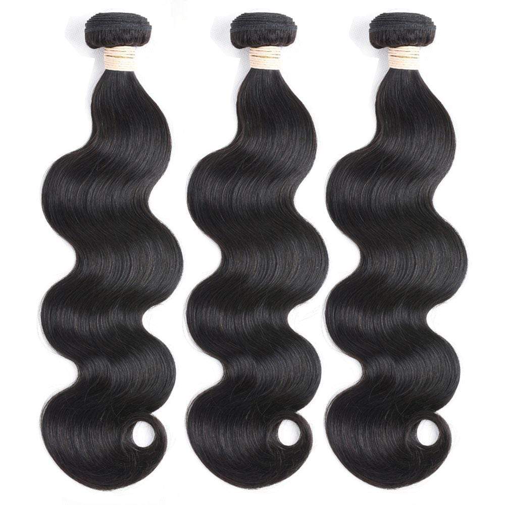 Beaudiva Affordable Jet Black Body Wave Hair 3/4 Bundles Virgin Human Hair Weaves