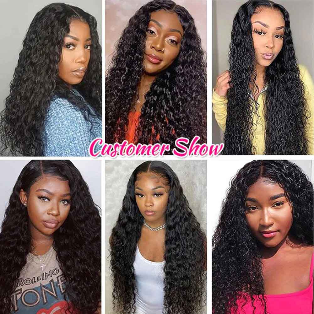 【Nisha】TK54 :Glueless Water Wave 5x5 Transparent Lace Closure Wigs Human Hair Wig Pre Plucked with Baby Hair