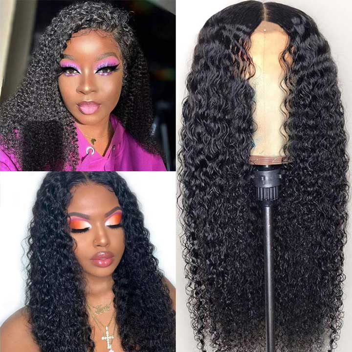 Beaudiva Curly Lace Front Wigs Natural Hairline T Part Transparent Lace Wig 150% Density