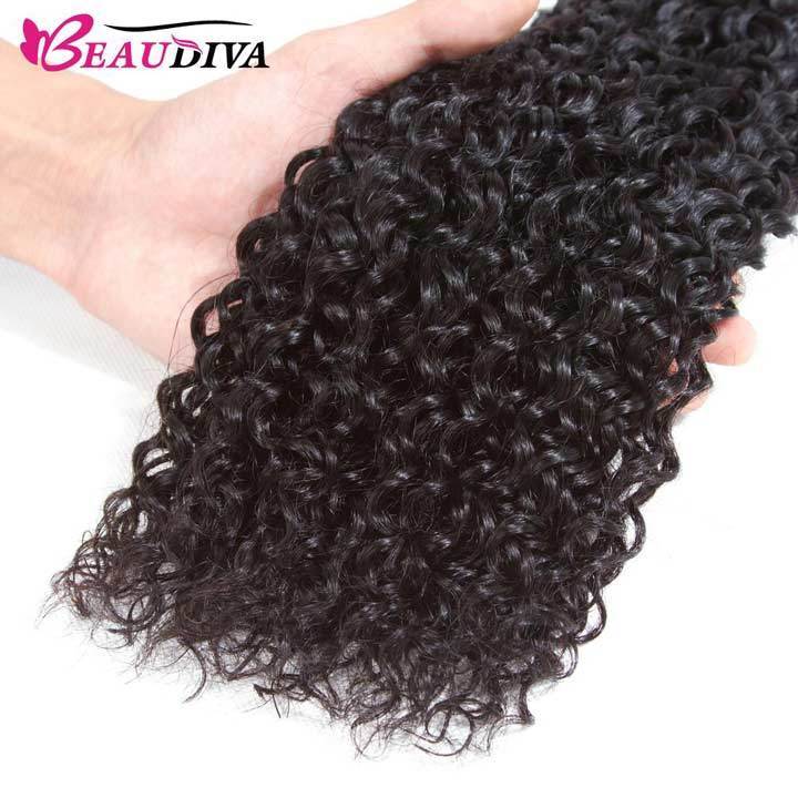 Beaudiva Kinky Curly 100% Virgin Remy Human Hair 3 Bundles With Lace Frontal