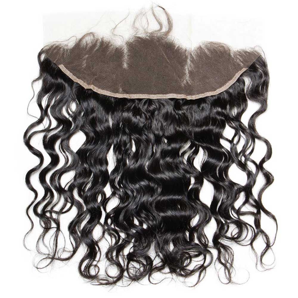 Beaudiva Easy to Install Water Wave Human Hair Weaves 3 Bundles With Ear to Ear Lace Frontal