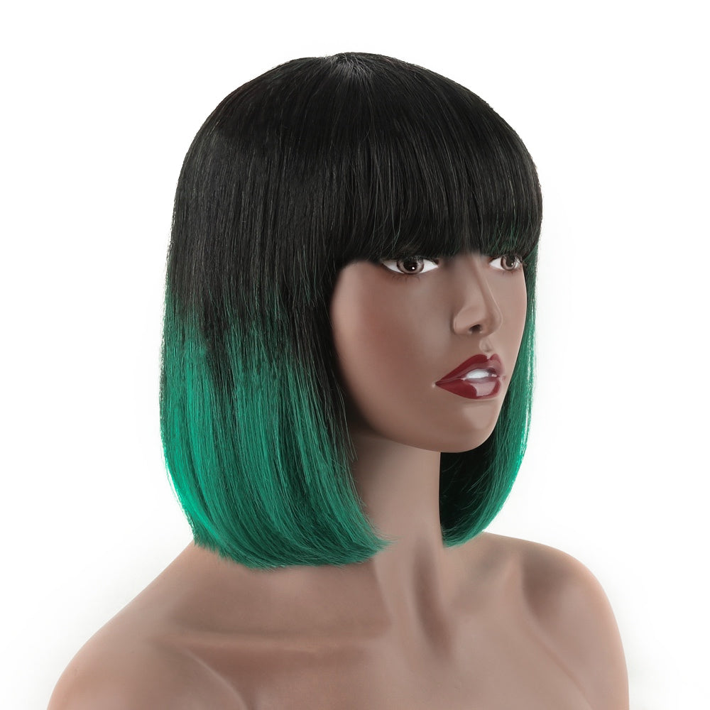 【Kerry】TK46 : Beaudiva BoB Wig with Bang Human Hair Bang Wig Ombre BOB Wig