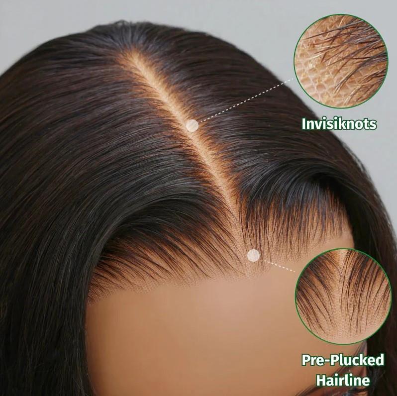 Bye Bye Knots Straight Human Hair Wigs 180% Density 13X4 Lace Front Silky Straight Human Hair Wigs