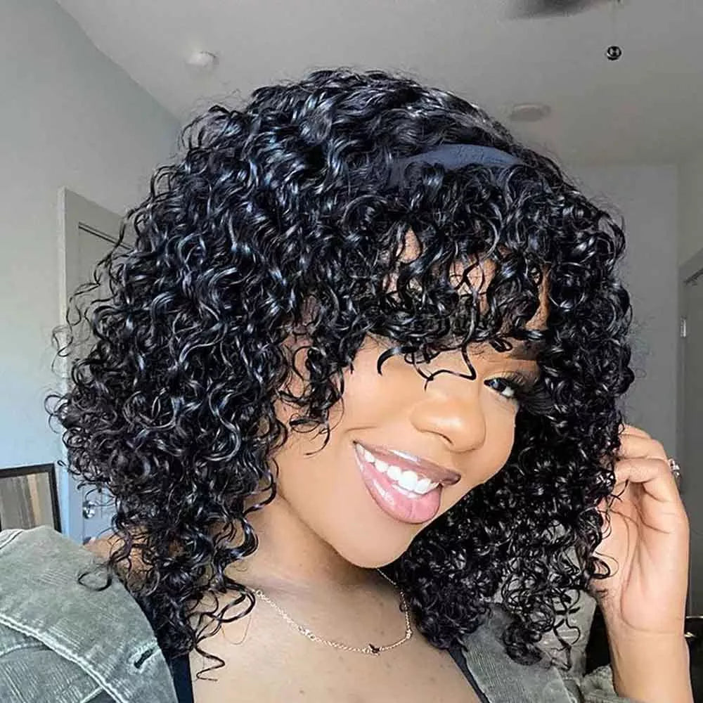 Beaudiva Kinky Curly Short Bob Headband Wig 100% Virgin Remy Human Hair Bob Wigs Super Affordable
