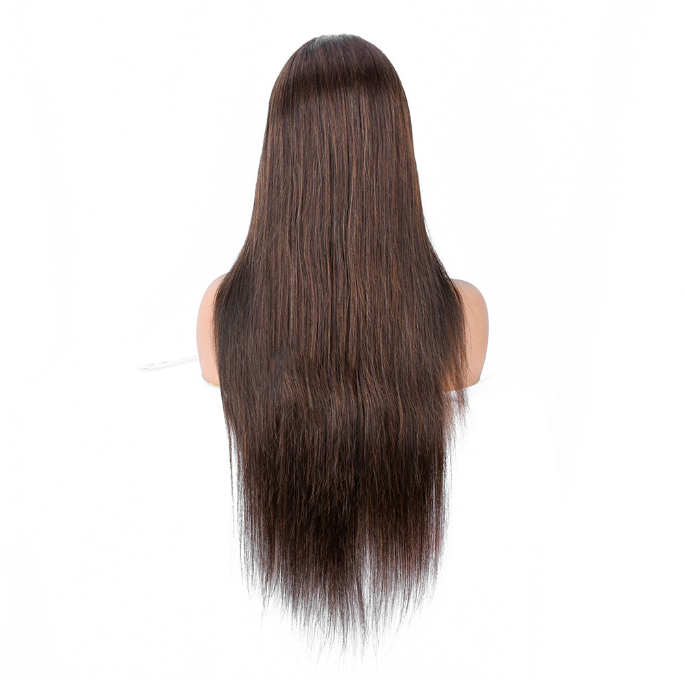 【Nova】TK16 : Chestnut Brown 4x4 Lace Closure Wig Straight Human Hair Wig Chocolate Brown 4# Beaudiva