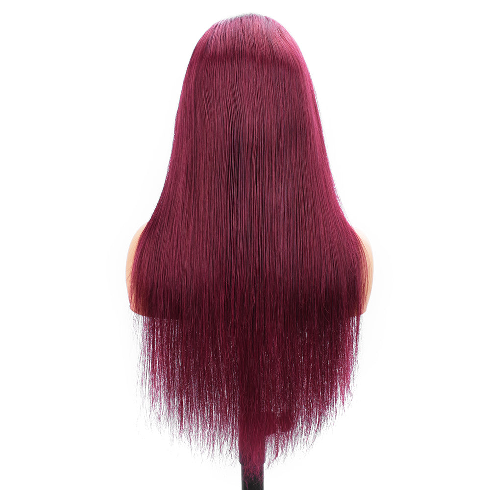 【Garney】: BEAUDIVA Burgundy Color Straight 13X4 Lace Front Wig Human Hair Wigs Plucked Baby Hair