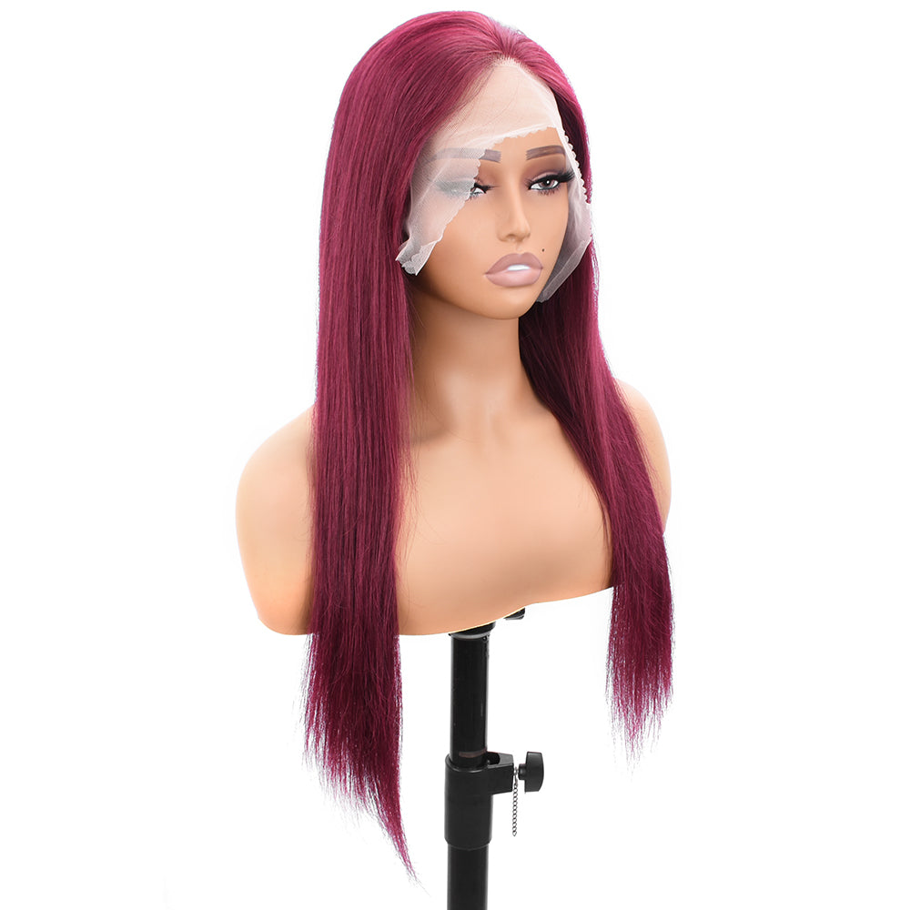 【Garney】: BEAUDIVA Burgundy Color Straight 13X4 Lace Front Wig Human Hair Wigs Plucked Baby Hair